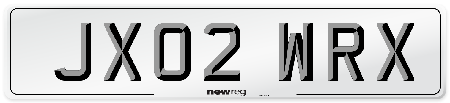 JX02 WRX Number Plate from New Reg